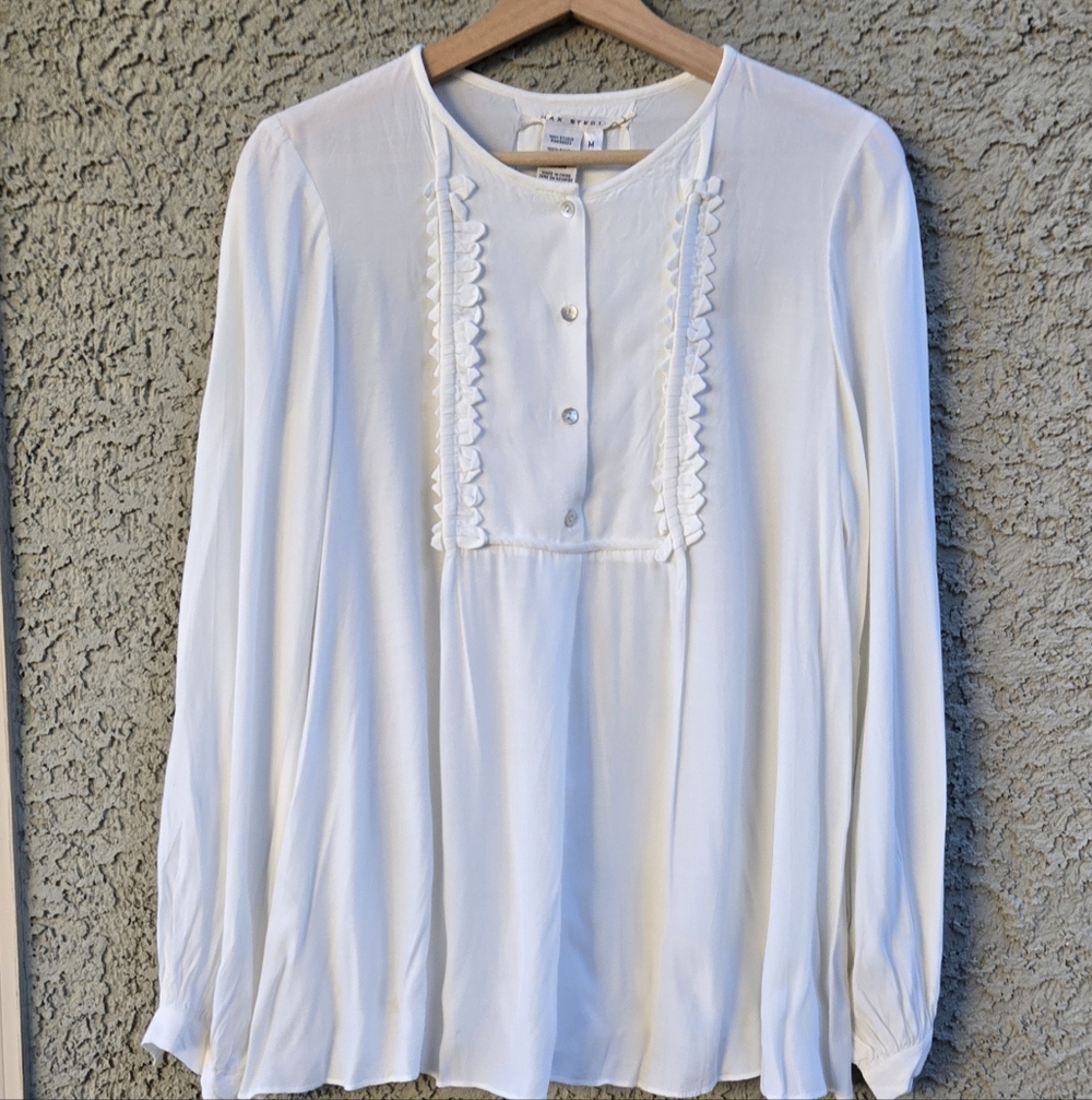 Max Studio White Long Sleeve Blouse